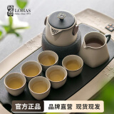 陆宝整套家用功夫茶具套装办公创意陶瓷泡茶壶茶杯茶礼带茶盘快雪时晴 茶礼(1壶6杯1茶海1茶盘)