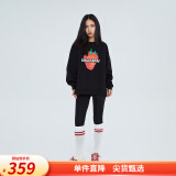 拉拉波波慵懒风时尚亮片草莓宽松卫衣女侧开叉宽松显瘦潮上衣CBCC-WSTS17 黑色 S 建议80-130斤 宽松版