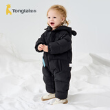 童泰（TONGTAI）婴儿羽绒连体衣冬季宝宝五防连帽鸭绒服男童女童外出哈衣爬服 黑色 100 码(建议2-3岁身高90-103cm)