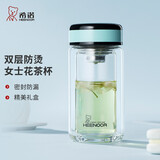 希诺（heenoor）双层玻璃杯女士泡茶杯潮流水杯隔热家用过滤杯子教师节礼物女老师 蒂芙尼蓝-220ml（矮萌款） 礼盒装