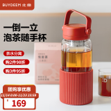 北鼎（Buydeem）泡茶随手杯 茶水分离家用耐高温玻璃杯便携办公水杯节日送礼 【锦鲤红】畅快饮|茶水分离 630ml