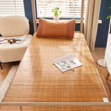 月语家纺 学生宿舍竹席凉席单人席子0.9m夏季寝室上下铺床1.2米双面席 生态水磨碳化席【小边款】 90*190cm【配冰丝枕套】