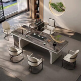 岩板茶桌椅组合高端奢石茶台商务长方形办公桌现代简约大户型茶桌 单茶桌-赠茶具 1.6米[三色可选]赠茶具