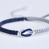 骄鹿长相依莫相离撞色手绳情侣七夕情人节礼物学生手工编织手链送女友 藏蓝灰色 礼盒装