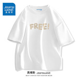 真维斯（Jeanswest）青少年港风t恤男女短袖夏季纯棉高支数宽松情侣ins潮流半袖体恤JR 白（自由F） M 【宽松可拍大一码】