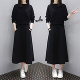 苏洛琳2025年新款春秋冬季针织女士套装连衣裙小个子长袖气质女神范衣服 黑色 均码 85-135斤