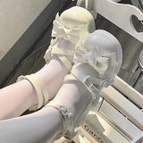 欧维沃Lolita鞋洛丽塔鞋小皮鞋JK配裙子公主风可爱圆头鞋doll感增高 白色 38