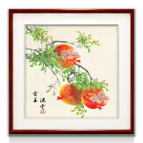 紫腾随轩白菜装饰画餐厅挂画新中式客厅沙发背景墙画饭厅墙面壁画 金玉满堂 40*40cm红木色实木框