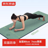 京东京造防滑加宽瑜伽垫加厚183*80cm跳操垫 TPE加厚运动训练垫7mm绿色
