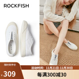 Rockfish防泼水一脚蹬渔夫鞋女软底2024夏季新款懒人女鞋孕妇单鞋 条纹白 35