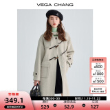 VEGA CHANG牛角扣呢子大衣女冬2024年学院风加厚毛呢大衣 燕麦色（小个子女生推荐） XS