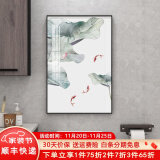 墨派荷花图新中式卫生间防水洗手间门口挂画浴室厕所装饰画免钉免打孔 戏荷 40*60cm晶瓷+铝合金边框