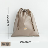芮钦塑料束口袋旅行收纳袋防水装毛巾衣物鞋子抽绳袋幼儿园衣服收纳袋 中号棕色房子