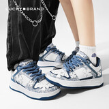 LUCKY BRAND【武艺同款】板鞋 情侣款女鞋四叶草运动鞋透气皮革男单鞋休闲鞋 【幸运四叶草】白蓝 38