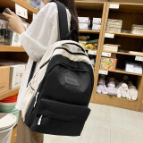 沫子 新款初中生书包女韩版原宿ulzzang日系可爱少女中学生森系高中双肩包小清新百搭小学生背包 黑色【带可爱挂件】