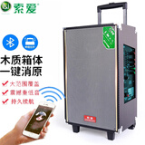 索爱X28广场舞音响户外大音量拉杆蓝牙音箱木质重低音K歌无线麦克风话筒室外乐器吉他专业演出音响 10寸(蓝牙版)+2支无线话筒