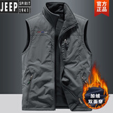 JEEP SPIRIT秋冬双面穿马甲男运动抓绒背心摇粒绒坎肩加绒马夹无袖马甲外套男 灰色 3XL 3XL(适合165-180斤)