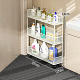 木格格卫生间夹缝置物架门后超窄小户型缝隙柜家用12cm极窄小推车超薄 【移动款】三层白色长50cm宽16cm