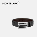 万宝龙(MONTBLANC)矩形板扣镂空黑/棕色 双面腰带皮带114423