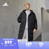 adidas 530蓬长款保暖连帽鸭绒羽绒服男女同款冬季阿迪达斯轻运动 黑色 L