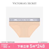 维多利亚的秘密（Victoria's Secret） 维密 棉质舒适内裤logo腰带低腰包臀女士三角裤简约纯色 1条 39H6香槟色-1126 XS