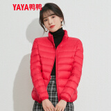鸭鸭（YAYA）2021秋冬季轻薄羽绒服女短款轻型保暖时尚休闲立领白鸭绒外套 大红色 XL