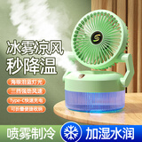 KOGER桌面小风扇加湿喷雾静音小型电风扇学生宿舍制冷小空调便携式办公室空气循环扇家用台式迷你冷风扇 宁静绿【USB充电丨纳米冰雾丨三档自然风】