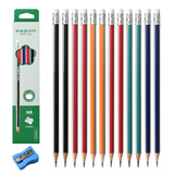 英雄（HERO）铅笔 软化木三角杆银色抽条皮头削尖学生考试素描绘图铅笔 12支装 1005-HB