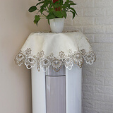 语斯绒空调防尘罩罩子盖布盖巾立式圆柱形柜机圆形开机简约空调罩布搭布 双色花边 83cm圆形