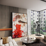 法彩(FACAI) 油画纯手绘 玄关装饰画 轻奢客厅挂画简约现代背景墙壁画 小提琴女孩 80*120(铝合金属画框+喷绘)