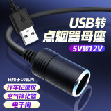 车赞（Chezan）usb转点烟器座母座头行车记录仪移动电源线转换5VUSB转12V点烟器 总线长0.6米