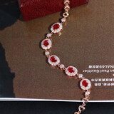 伊芭天然鸽血红红宝石手链18K金彩宝手链现货长度15-18cm送女朋友