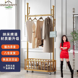 DSRAWMYT 带轮移动挂衣架落地卧室收纳现代简约多功能衣帽架 轻奢金 80*32*175