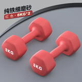 Ma fitness哑铃男士健身家用器材六角小哑铃5kg男生宿舍防锈纯铁4kg一对公斤 8KG*2只酒红色-大师力量训练 红色