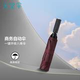 天堂伞全自动抗风拒水雨伞加固便携商务伞折叠反向晴雨伞男女 深栗红-8骨经典
