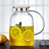 诗米乐 冷水壶凉水壶玻璃茶壶耐热烧水壶煮泡茶壶果汁壶大容量凉白开壶 单壶 2.0升（金属盖）