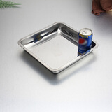 德勒不锈钢方盘烧烤盘鱼盘蒸饭盘子食物托盘烘培盘商用饭盘菜盘正方形 加深方盘30*30*4.8