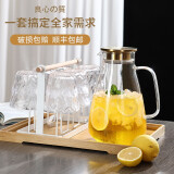 青苹果（QINGPINGGUO） 日式玻璃杯家用INS水杯加厚冰川杯威士忌酒杯茶杯果汁牛奶咖啡杯 壶2升+冰川杯矮款6只+杯架+茶盘