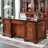 匠莱艺美式书桌实木老板电脑桌办公桌椅组合欧式奢华书法写字台书房家具 1.6米长全实木书桌/樱桃色