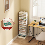 SOFS立式隐形书架落地一体靠墙创意书本收纳置物架客厅铁艺钢制窄书柜 【加大款】6层/白色