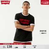 Levi's【全新升级】李维斯新版情侣同款短袖T恤logo印花 黑色0001 L