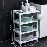 八千城特大号卫生间置物架脸盆架浴室收纳层架宿舍洗手间厕所落地免打孔 【加厚】长方形-4层白色