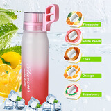电商玩味果味水瓶0糖0卡萃香氛吸管双色渐变塑料水杯PC学生杯 白红渐变+5环 750ML