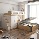 家泡泡儿童上下铺子母床上下床组合错位型小户型带衣柜多功能双层衣柜床 组合床+衣柜+1.2米高箱床 其它