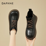 达芙妮马丁靴女英伦风厚底短靴加绒保暖瘦瘦靴女靴4623607007 黑色 39 