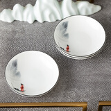 国玥骨瓷盘子家用碟子陶瓷饭盘中式沙拉盘单品自选高温骨质瓷釉中彩 江山如画4英寸碟1个