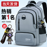 迪帅2025新款中学生书包男生初中生高中生超大容量背包男减负护脊男款 青灰色（送闪电熊） 大号（适合初中生/高中生）