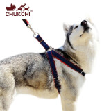 楚克奇（CHUKCHI）小型犬狗绳子狗狗牵引套装泰迪胸背带狗猫绳狗狗用品牛仔遛狗绳 红色套装 XL码胸围约40-70CM