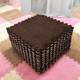 飞嘟乐拼接泡沫地垫地毯绒面 床边地毯卧室拼接ins风大面积满铺可裁剪 棉绒深咖 30*30*1cm环保厚底一个【带边条】十个装