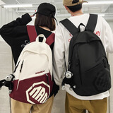思儒霖书包女韩版高中生日系初中生大容量减负双肩包男港风大学生背包 红色+猩猩挂件